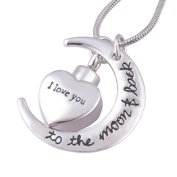 

I Love You To The Moon And Back memorial cremation necklace for Ashes Screw Urn pendant jewelry