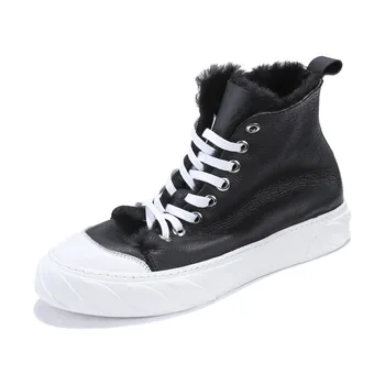 

all-match cowhide velvet warm cotton Genuine Leather flat bottom all-match cowhide snow boots men military boots chelsea boots