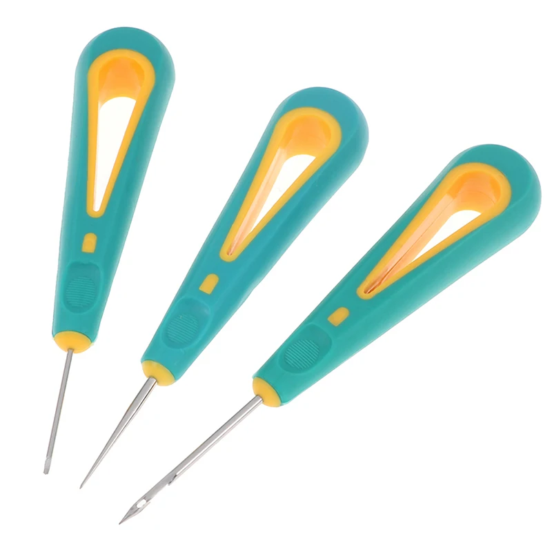 

3Sizes Awl Hook Needle Detachable Hand Stitcher Taper Steel Stitcher Hole Punching Sewing Awl Needles For Leather Shoes Repair