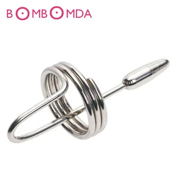 Male Stainless Steel Urethral Plug Catheter Insert Sounds Urethral Dilator Metal Catheter Fetish Chastity Sex Toys Adult GamesO3