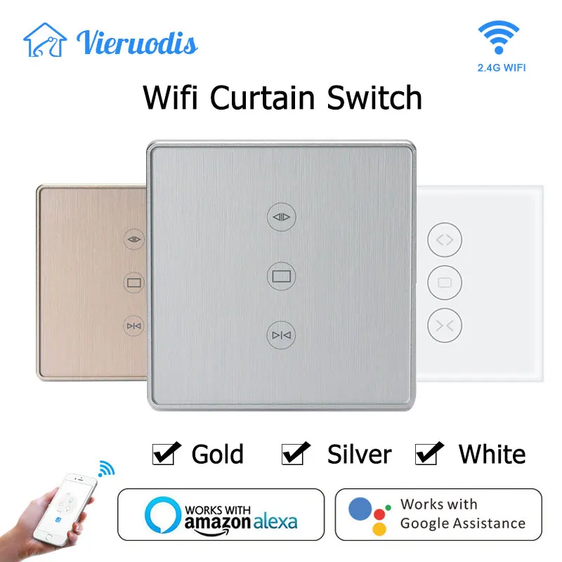 Interruptor para Motorizado Trabalha com Alexa Inicial do Google Ouro e prata Tuya Vida Inteligente Wifi Elétrico Cortina Cego Cortina Persiana &