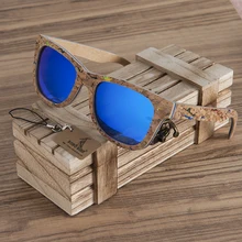 BOBO VOGEL Unisex Quadratische Bambusholz Sonnenbrille Männer Frauen Übergroße Spiegel Beschichtung Sonnenbrille UV400 Für Geschenk