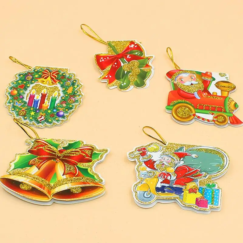 

160pcs/lot Christmas Tree Decoration Pendant Santa Claus Small Hanging Card Christmas Decorations Christmas Wish Card