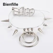 Handmade 100 Brand Romantic Punk Gothic Long Spikes Velvet Choker Hanging With Double O Round Clear