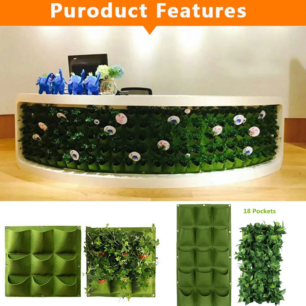 

Vertical Greening Hanging Wall Garden Plant Grow Pot Bag Planter 9/18 Pockets Green Grow Bags Planter Vertical Garden Flowers#w