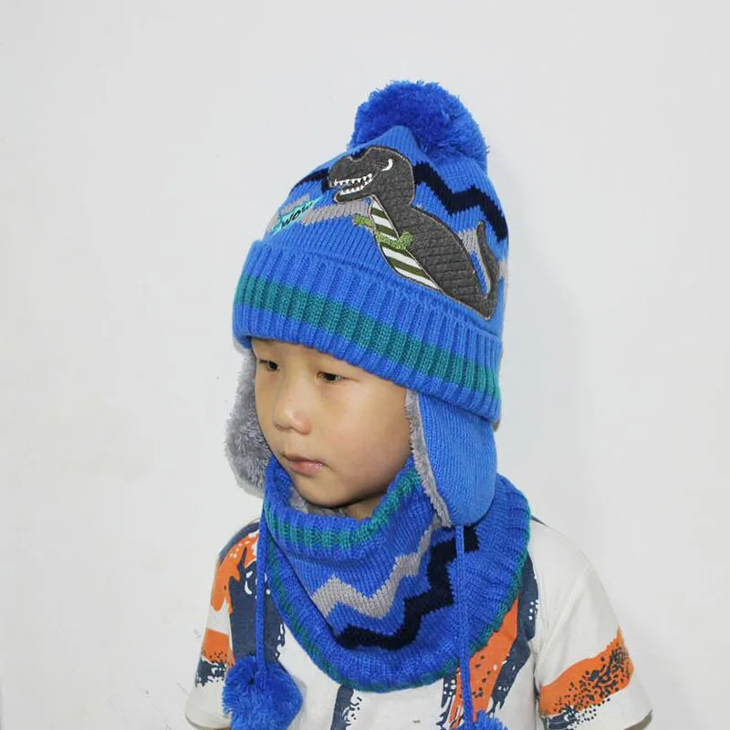 

SexeMara Thick Warm Winter Hats Boy Skullies Beanies Winter Hat Caps for Boy Girl Woolen Scarf Hats Balaclava Knitted Mask Hat