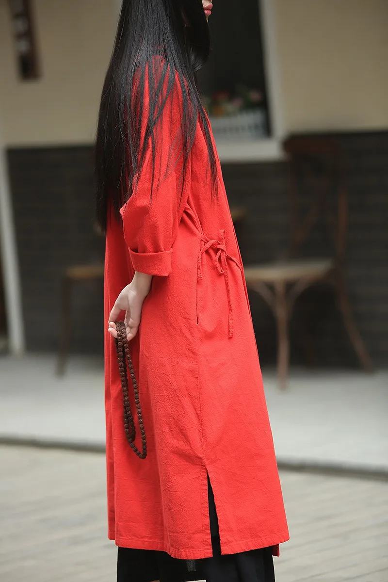 ORIGOODS, кимоно, Длинная блузка, рубашка, женская, Ретро стиль, китайский стиль, плюс размер, длинная рубашка, дизайн, Женские топы и блузки C158