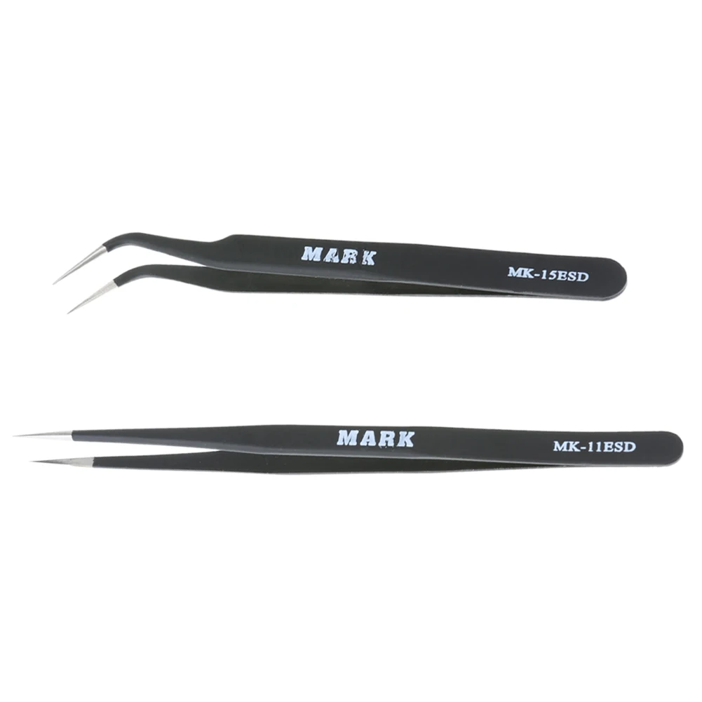 

Stainless Steel Anti-static Tweezers Set Anti-Magnetic Electronic Mobile Phone Repairing Tweezers Soldering Welding Tweezers