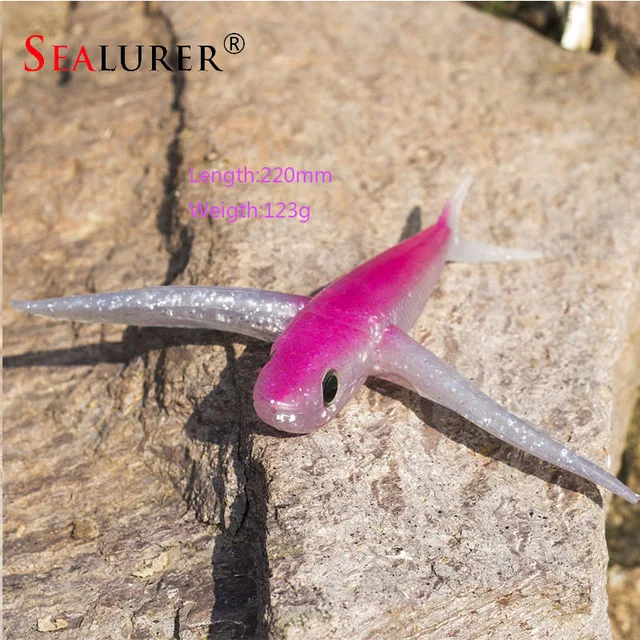 

New Seawater Fishing Lure flying fish 220mm 124g Soft Bait Fishing Lure sea angling curls trolling tuna mackerel Fishing Lures