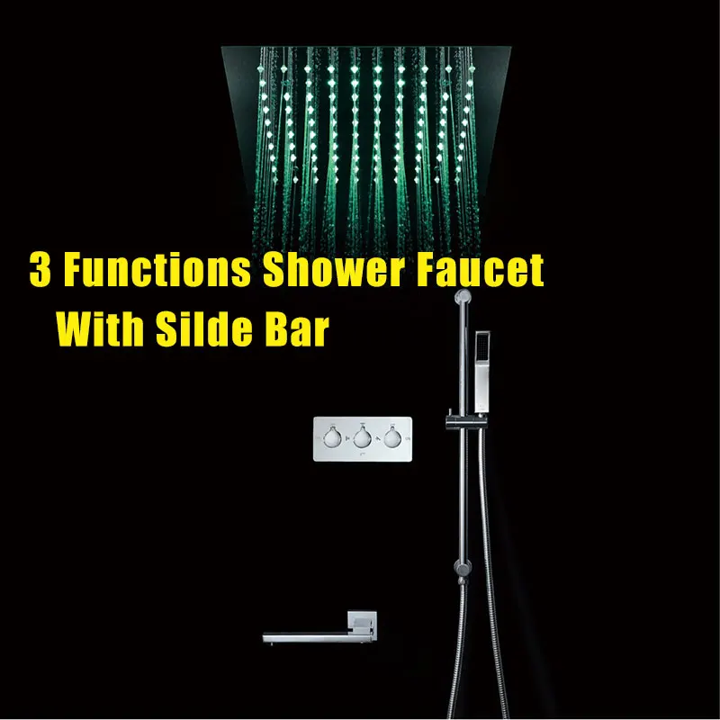 Luxury Multi Color Change Led Rainfall Showerhead Recessed Ceiling