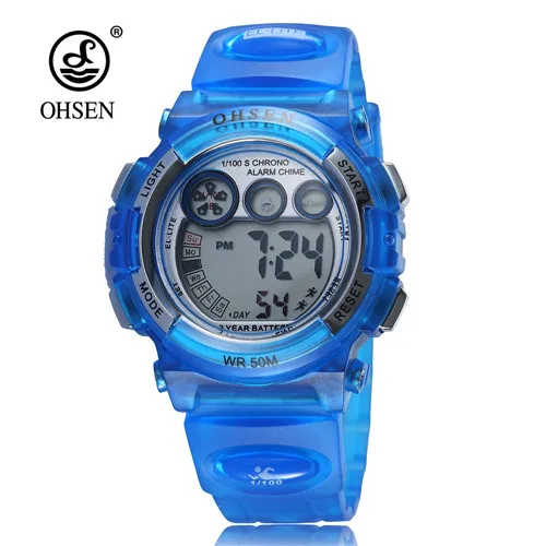 Новое поступление OHSEN Спортивные часы Дети Мальчики Девочки Мода светодиодный Дата День дисплей часы водонепроницаемые детские резиновые ручные часы Дети Relogio - Цвет: Blue