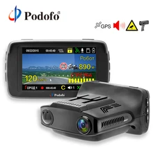 Podofo радар-детектор s 3 в 1 Автомобильный dvr gps камера регистратор Dash Cam радар-детектор для России лазер Ambarella 1080 P LDWS Регистратор