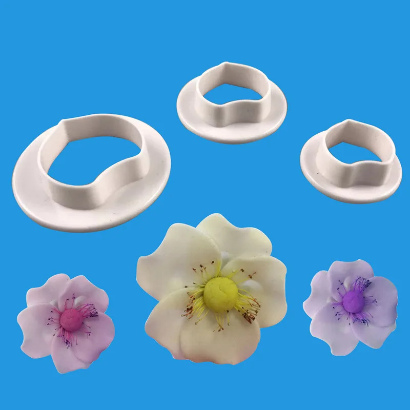 

3pcs/set Cookie Mold Plunger Wild Rose Flower Petal Biscuit Cutter DIY Baking Mould Fondant Sugarcraft Cake Decorating Tools