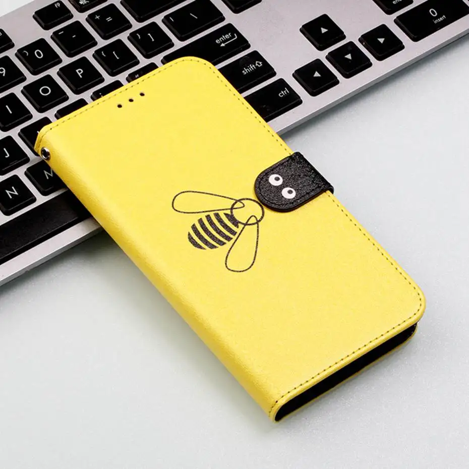 

Cute Bee Leather Flip Case For Xiaomi Redmi Note 6 7 Pro Phone Case For Xiaomi Redmi Note 6 7 Pro Wallet Cover Case