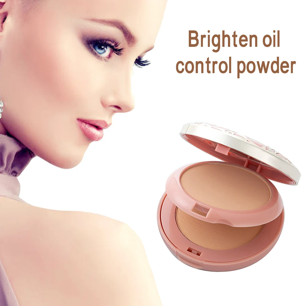 2 Colors Natural Face Powder Foundations Oil-control Brighten Concealer Whitening Make Up Pressed Powder with Puff TSLM1