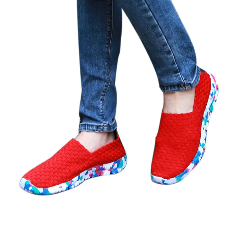 Comfortable Shoes Women Woven Flat Breathable Shallow Mouth Lazy Slip Resistant Leisure Sport Shoe Running Shoes Adult #2O24#F (9)