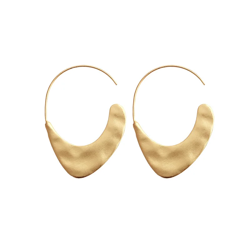 

2019 Fashion Gold Silver Color Geometric Circle Hoop Earring for Women Irregular Alloy Pendant Brincos Punk Jewelry