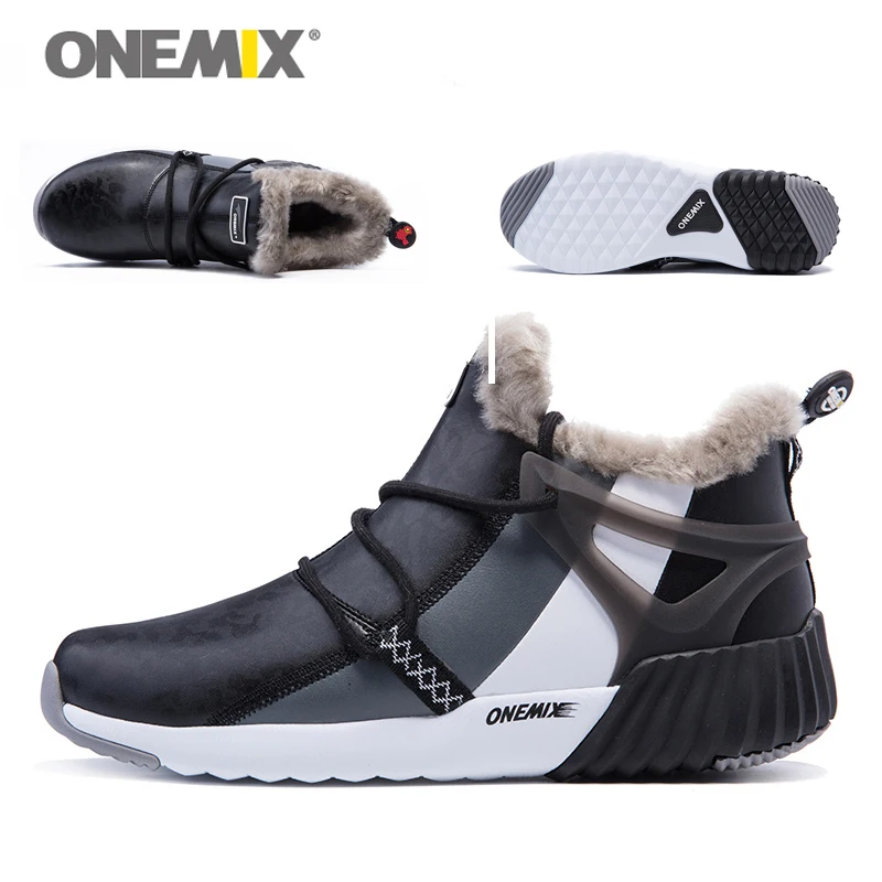 Tanie ONEMIX nowe zimowe męskie buty ciepłe wełniane trampki odkryty Unisex sportowe buty sportowe wygodne buty do biegania już dziś,