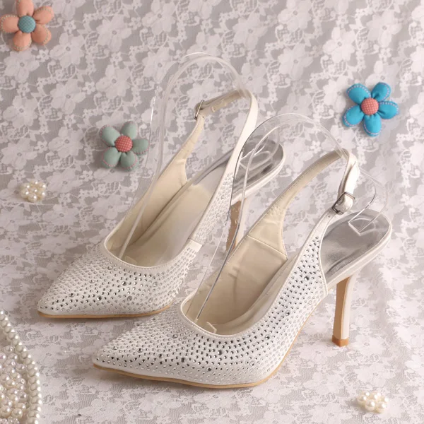 

Wedopus Diamante Ladies Wedding Shoes Pointed Toe Navy Blue Party Evening Pumps Stiletto Heel