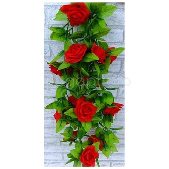 

Hot Artificial Ivy Leaf Plants Vine Fake Flower Rose Red Home Party Decor 6.56ft