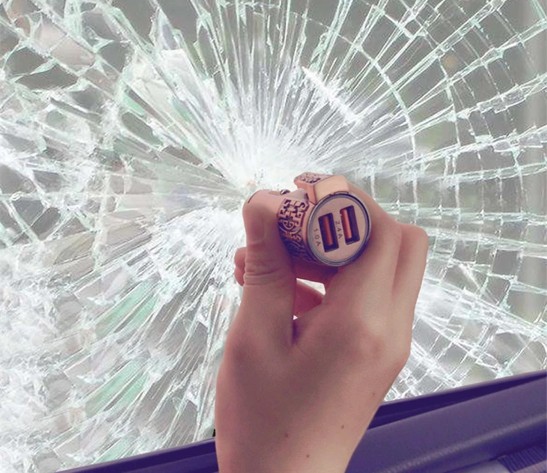 1 Piece Car Quick Charger Dual USB Safety Hammer Seat Belt Cutter Traditional Pattern 12-24V 3.4A Universal