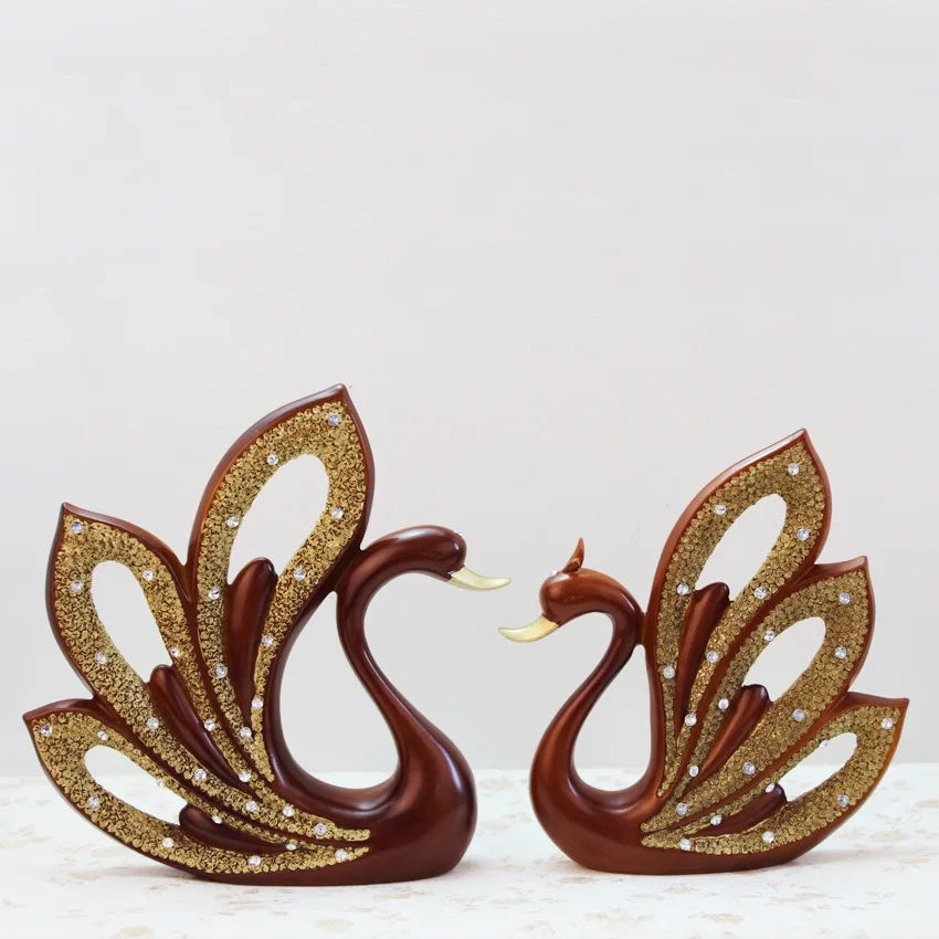 

Resin Crafts Modern Minimalist Swan Ornaments Home Decor Wedding Gifts Direction Gift Present Inlaid Diamond Statue Figurine
