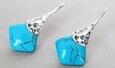 

Hot sell Noble- hot sell new - Pretty Jewelry 925 Sterling Silver Blue Turquoise fashion Earrings