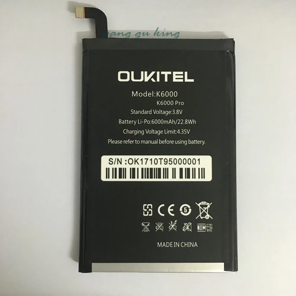 Замена аккумулятора Oukitel K6000 Pro, оригинальная большая емкость, 6000 мАч, резервные Аккумуляторы для Oukitel K6000 Pro