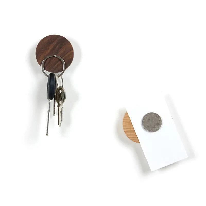 

AIHOME Round Multifunctional Strong magnetic Wooden Hooks Key wood storage device practical wall logs key ring