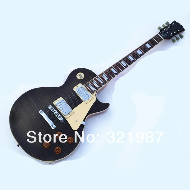 Cheap Standard transparent black color electric guitar