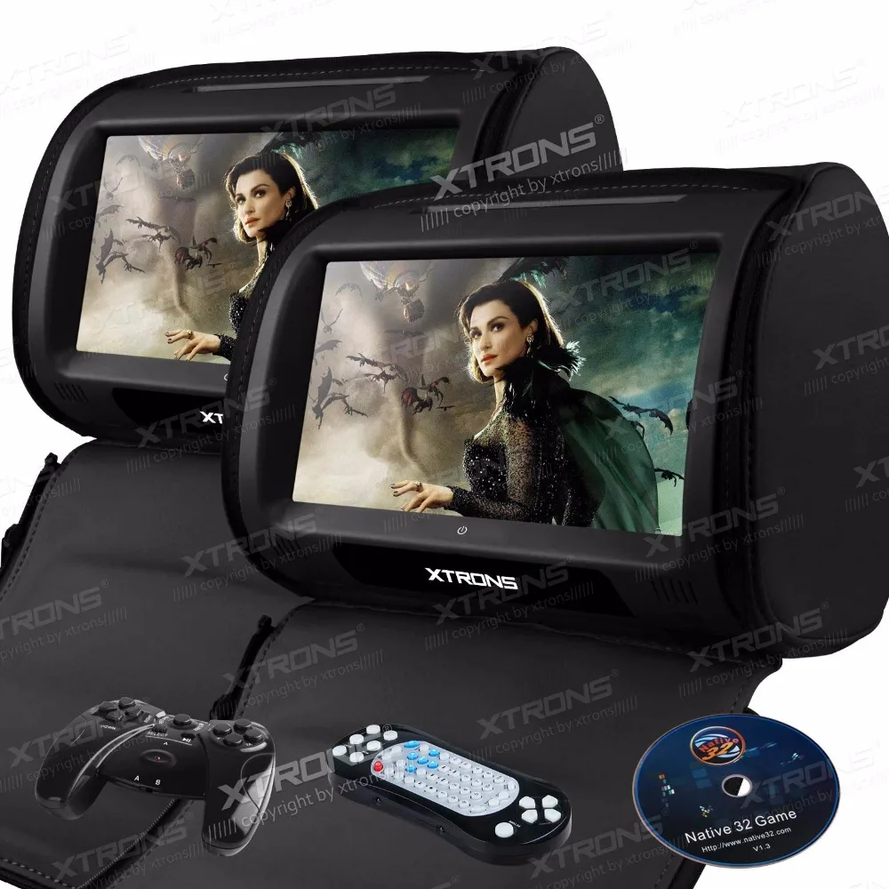 XTRONS черный 2 шт. 9 &quotHD 800*480 сенсорный экран Мониторы Автомобильный Подголовник DVD