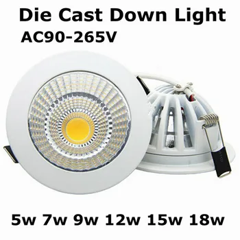 

2016 Latest Dimmable Recessed LED Downlight COB 5W 7W 9W 12W 15W 18W dimming LED Spot light led Ceiling lamp AC 110V 220V