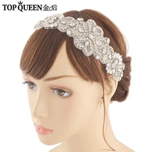 TOPQUEEN H168 классические свадебные аксессуары для волос жемчуг женские свадебные туфли со стразами и повязка на голову для Свадебный сатиновый лента для невест и повязка на голову