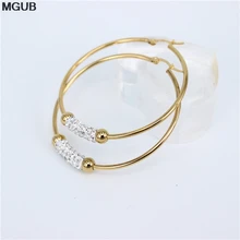 MGUB 30 мм-60 мм золотые серьги из нержавеющей стали для мужчин и женщин новые круглые серьги со стразами NN83