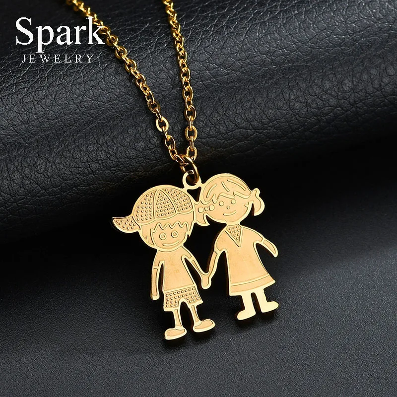 SPARK New Arrival Love Family Boy And Girl Pendant Necklace Stainless