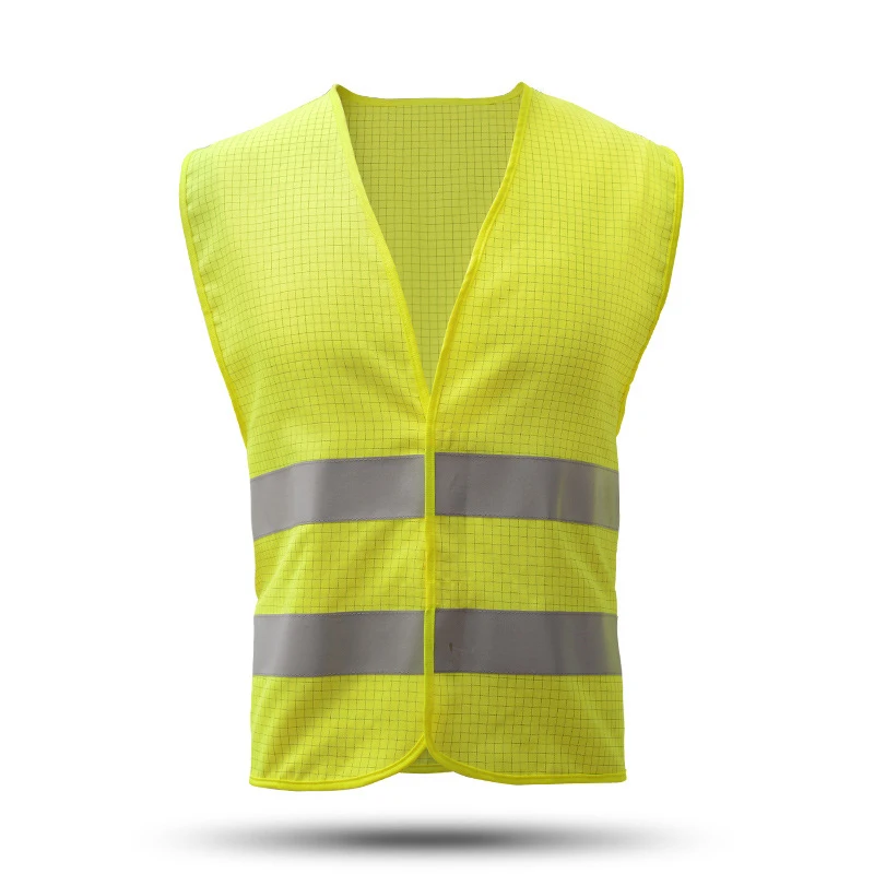 

Reflective Vest Antistatic Clothing Gas Station Factory Work Safety Clothes Breathable Grid Tops Vest Static resistance Workwear