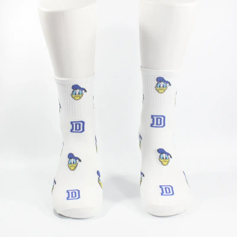 Всесезонные удобные дышащие белые носки унисекс с забавными мультяшными мышками модные повседневные милые женские носки с утенком - Цвет: D blue