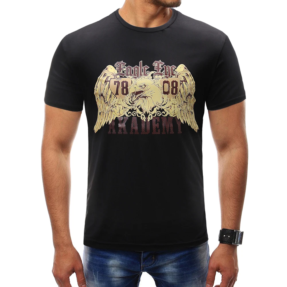 Male 2018 Summer Short Sleeve Print PatternT Shirt O Neck Slim Men T