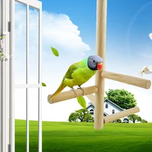 4-level round wooden ladder Parrot Bird toys Wooden Rotating Ladder Stand Cage Climbing With Stairs Standing Bar Stand Bird toys climbing the stairs
