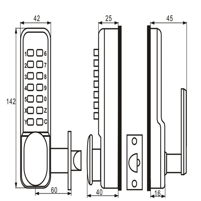 657-B-S Mechanical password door lock-09