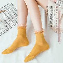 Женские носки, летние сетчатые хлопковые Дышащие носки, одноцветные кружевные милые тонкие повседневные Модные женские носки, 1 пара
