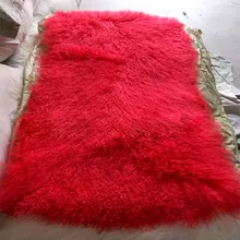 Высокое качество Длинные волосы монгольский кудрявый Ягненок меховой ковер/красный овечий меховое одеяло