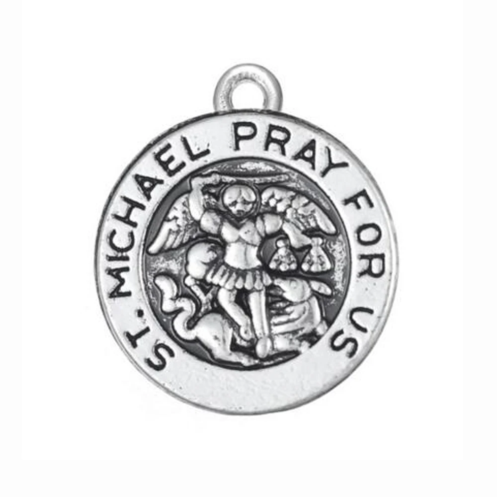 Медаль из цинкового сплава с покрытием под античное серебро ST Michael Pray For Us-амулет |