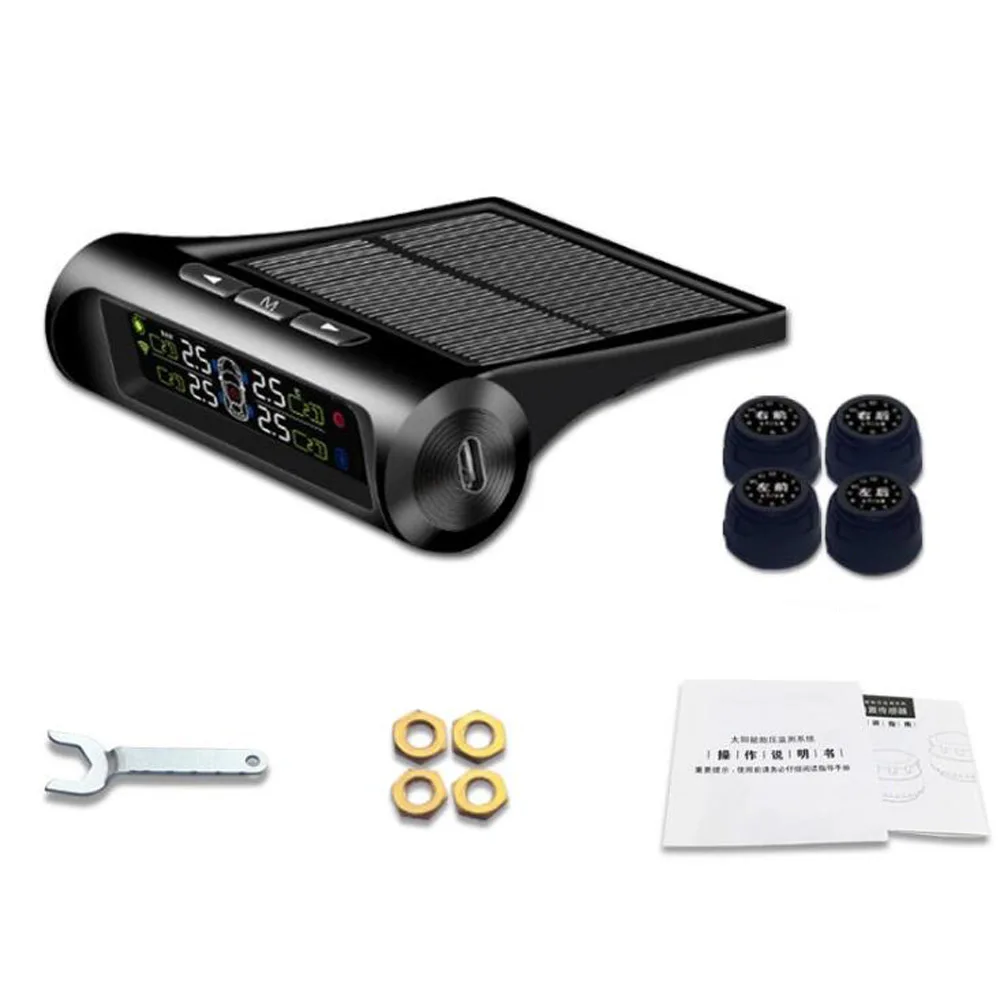 

Smart Car TPMS Solar Car Tire Pressure Detection System External Digital LCD Monitor Auto Cars Safety Alarm System