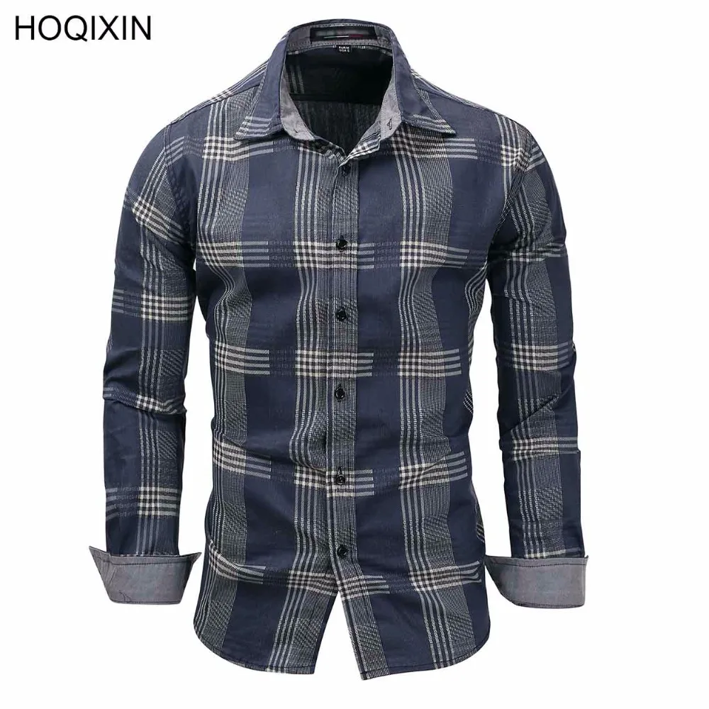 HOQIXIN Высококачественная брендовая одежда Для мужчин рубашка полосатые рубашки с длинными рукавами Мужская одежда брендовая Повседневное
