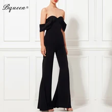Bqueen Новая мода с открытыми плечами Полная Длина без бретелек комбинезон Элегантные Вечерние боди