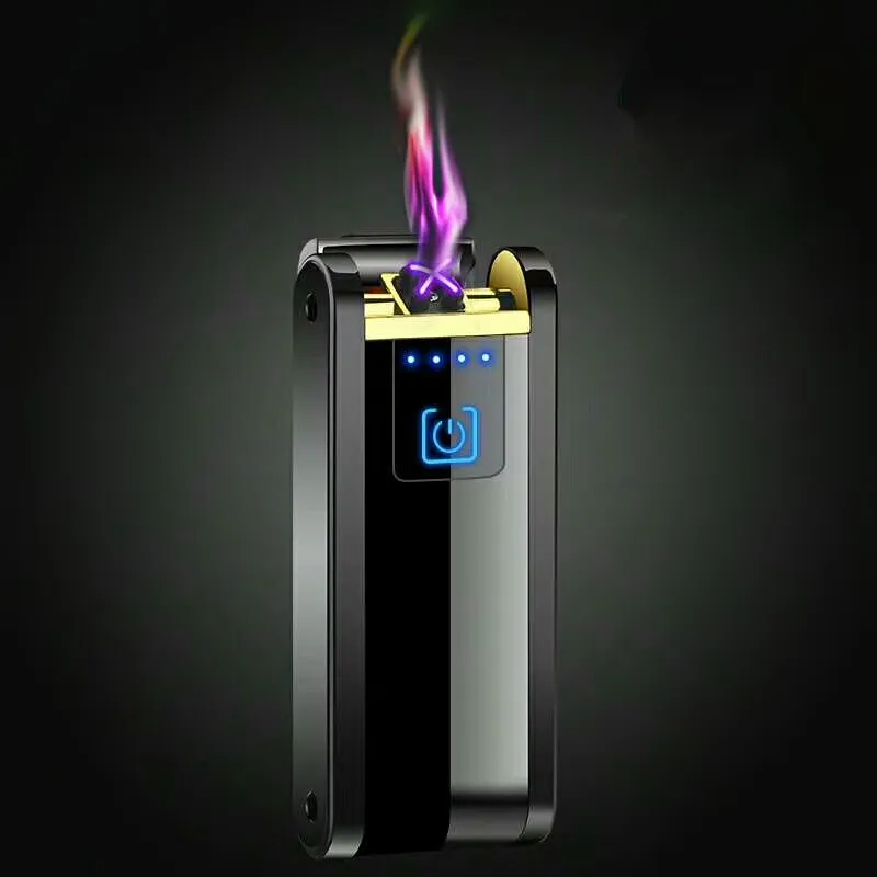 

USB Lighter Touch-senstive Switch power display smart plasma double arc luxury men's gift cigarette lighter