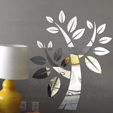 Mirror Wall Stickers Room Decoration Sticker Home Decor Bedroom For Leaf Tree Cute Children Boy Baby Child Anime Plants R059 cute pandas tree pattern wall stickers for children s bedroom decoration