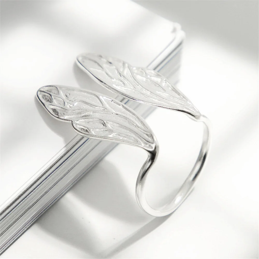 Dragonfly wings Ring 100% Sterling 925 silver Jewelry Vintage Adjustable rings for women gift