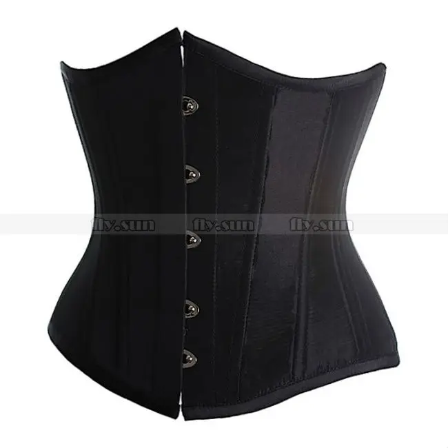 

Black Satin Waist Cincher Underbust Corset Sexy Boned Body Shaper S M L XL 2XL 3XL 4XL 5XL 6XL